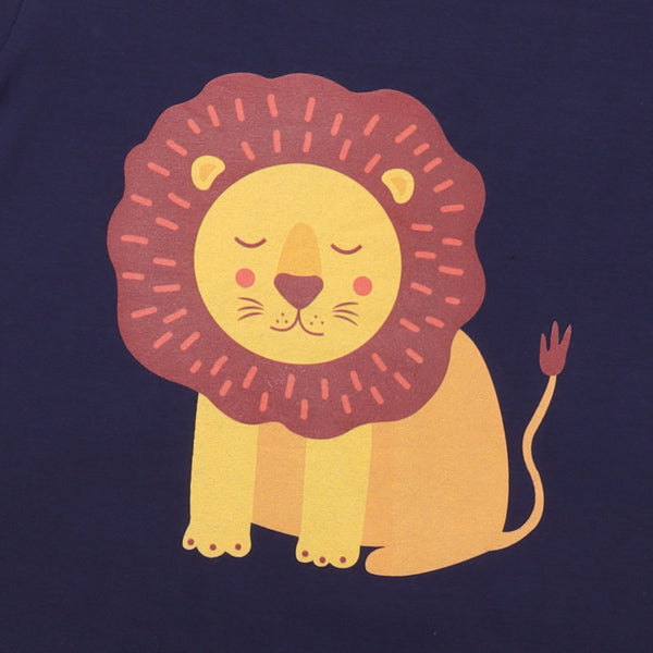 Walkiddy organic Short sleeve shirt- lion, closeup