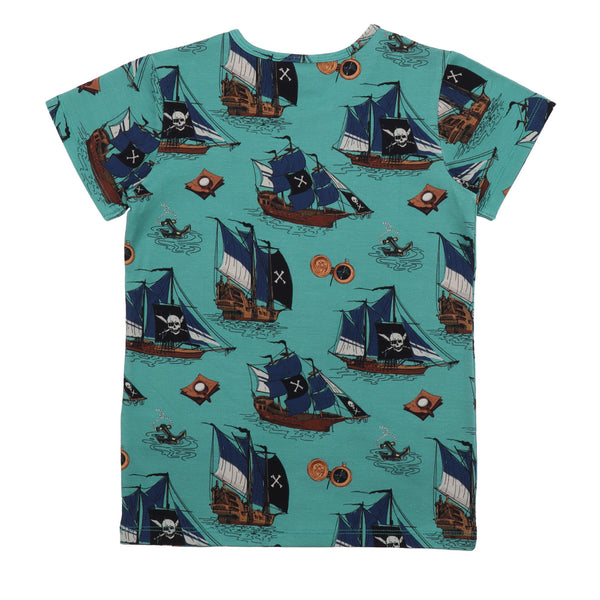 Walkiddy organic Short sleeve shirt- pirate ships, back