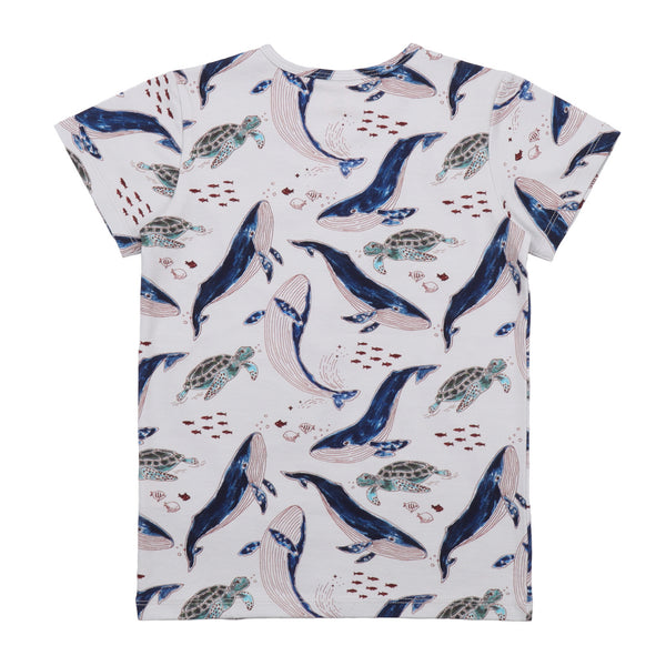 Walkiddy organic Short sleeve shirt- whales & sea turtles, back