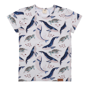Walkiddy organic Short sleeve shirt- whales & sea turtles