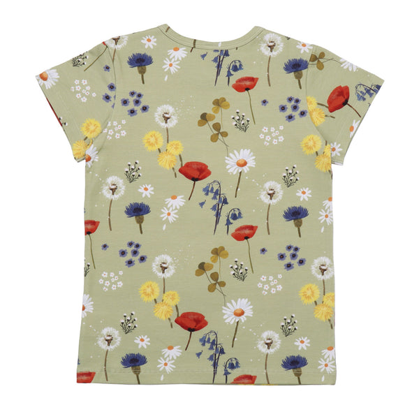 Walkiddy organic Short sleeve shirt- wild flowers, back