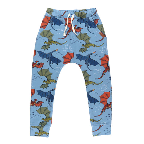 Walkiddy organic Joggers- colorful dragons
