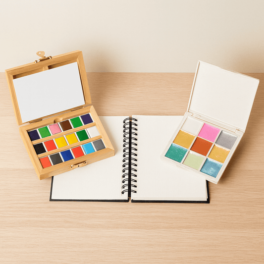 Watercolor Essentials Bundle - Bamboo Case, Metallics, & Paper Pad