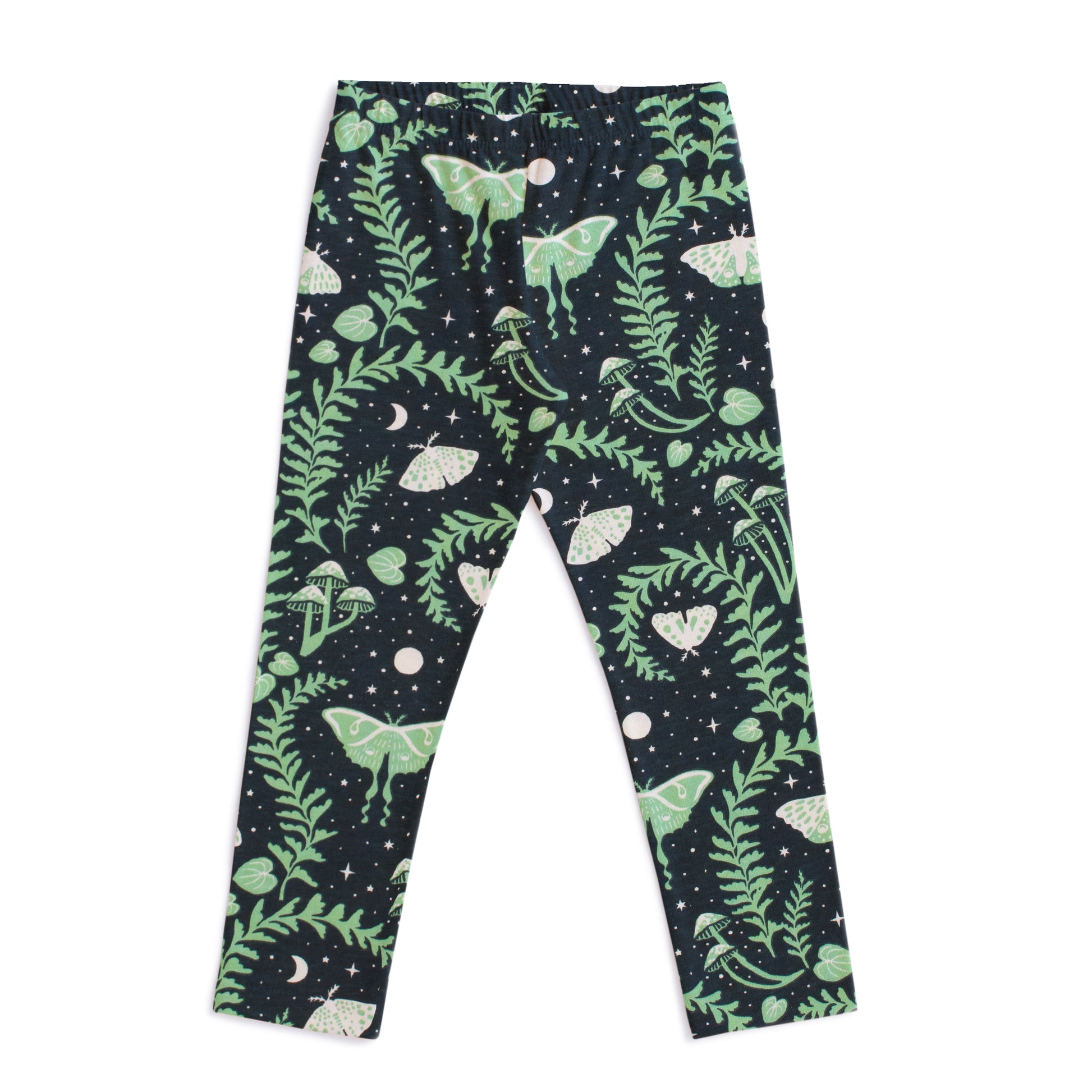 Winter Water Factory Organic Girls' Leggings- Night Sky Luna Moths