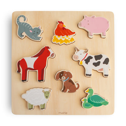 Wooden Puzzle - Farm, Dino, Space & Alphabet | Mushie