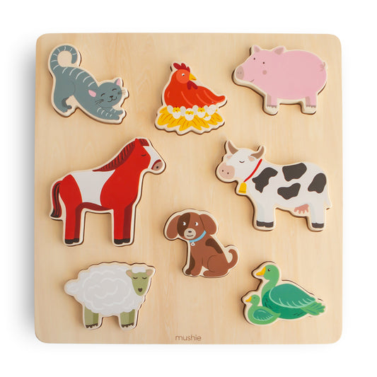 Wooden Puzzle - Farm, Dino, Space & Alphabet | Mushie
