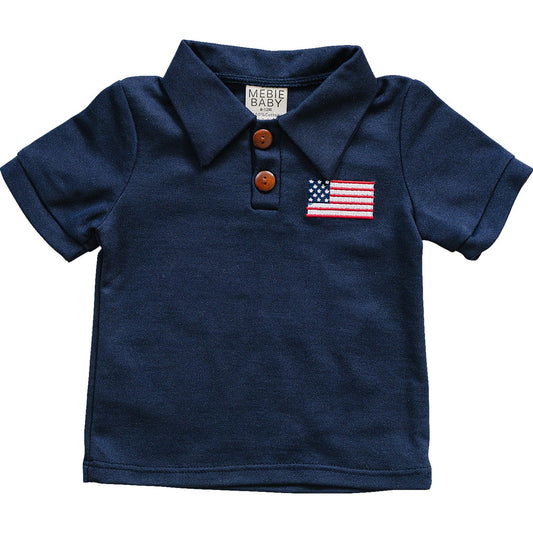 Cotton Navy Flag Polo Shirt