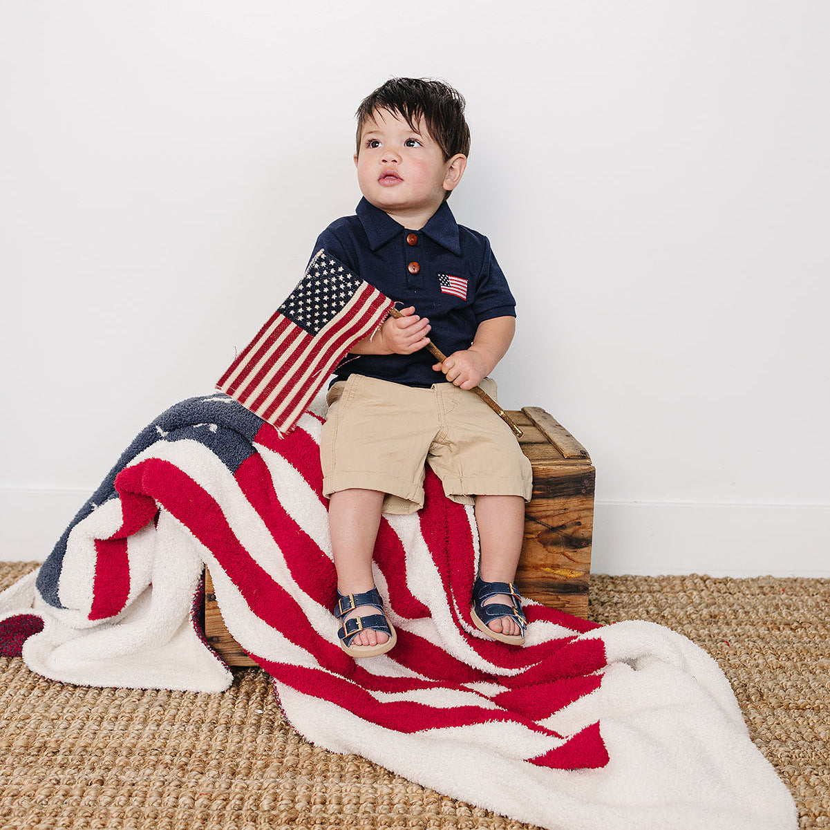 Cotton Navy Flag Polo Shirt
