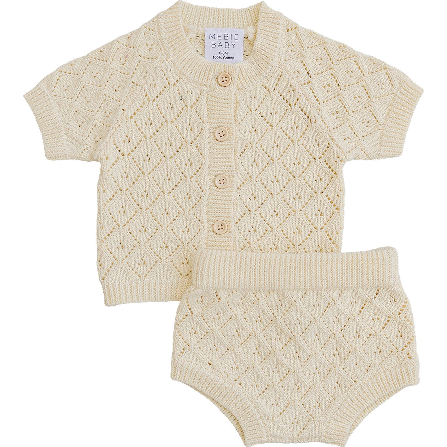 Mebie Baby Yellow Cardigan Bloomer Set | 100% Cotton