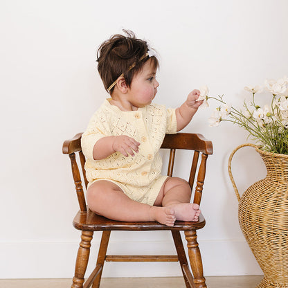 Mebie Baby Yellow Cardigan Bloomer Set | 100% Cotton