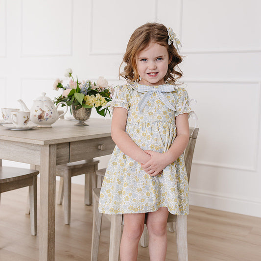Sunny Floral Dress with Peter Pan Collar - Easter Dress