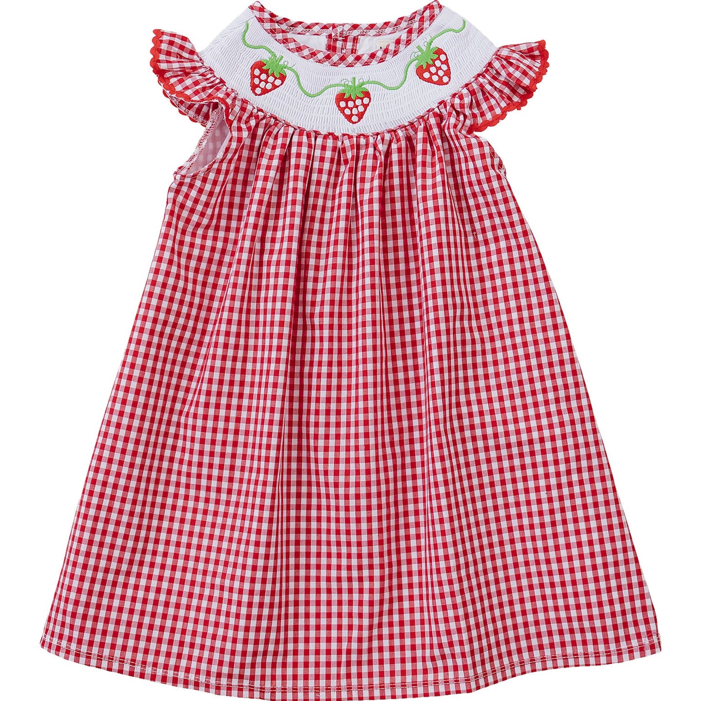 Cotton Gingham Strawberry Dress