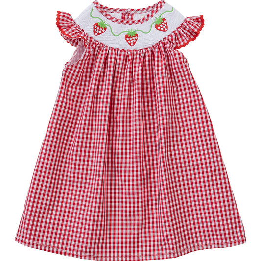Cotton Gingham Strawberry Dress