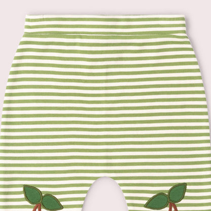 Organic Cotton Cherry Knee Patch Striped Joggers | Little Green Radicals 