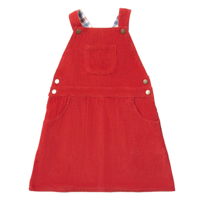 Little Green Radicals Organic Girls' Reversible Pinafore Dress- Holly Berry