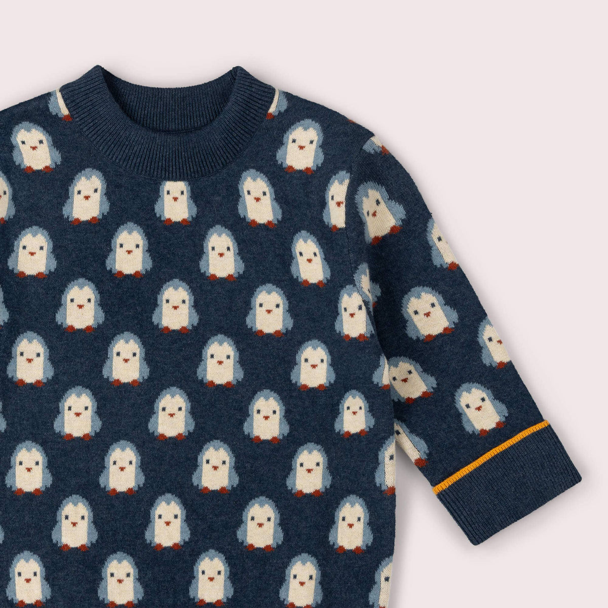 Little Green Radicals Organic Cotton Knitted Sweater - Blue Penguins