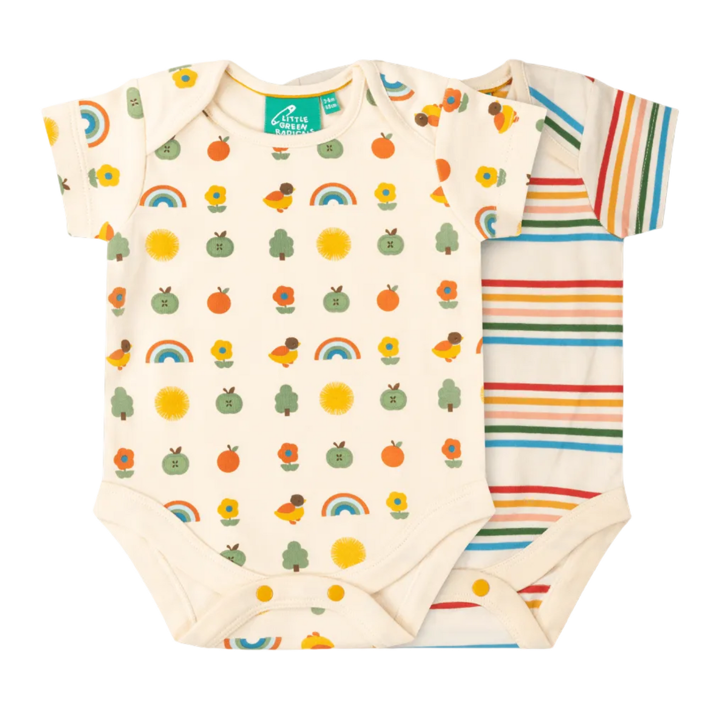 Organic Cotton Bodysuit 2 Pack - Vintage Rainbows | Little Green Radicals