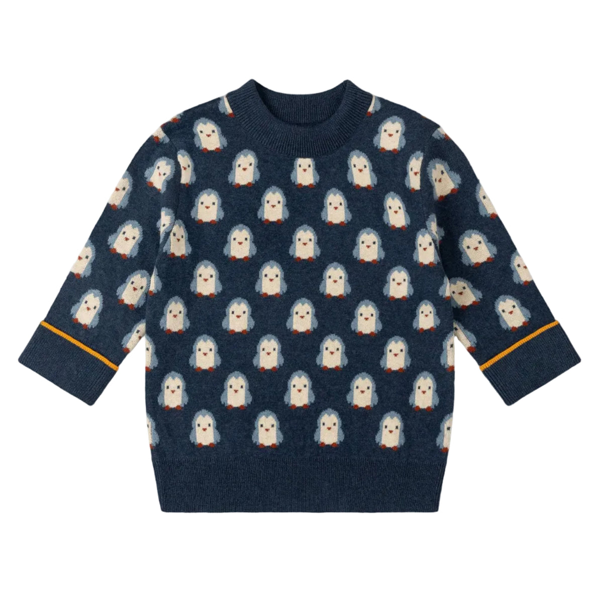 Little Green Radicals Organic Cotton Knitted Sweater - Blue Penguins