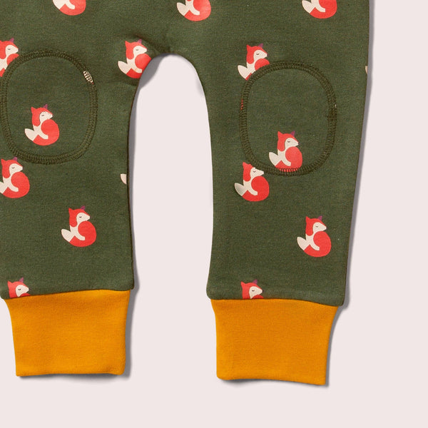 Little Green Radicals organic Joggers- fox, closeup