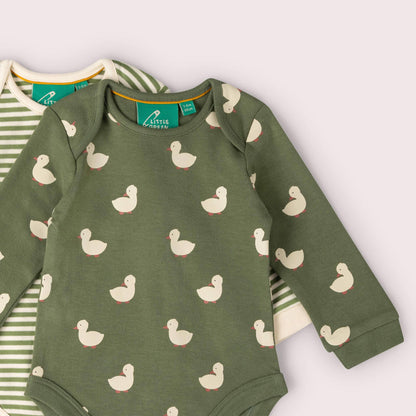 Little Green Radicals Organic Cotton Bodysuit 2 Pack - Olive Ducks