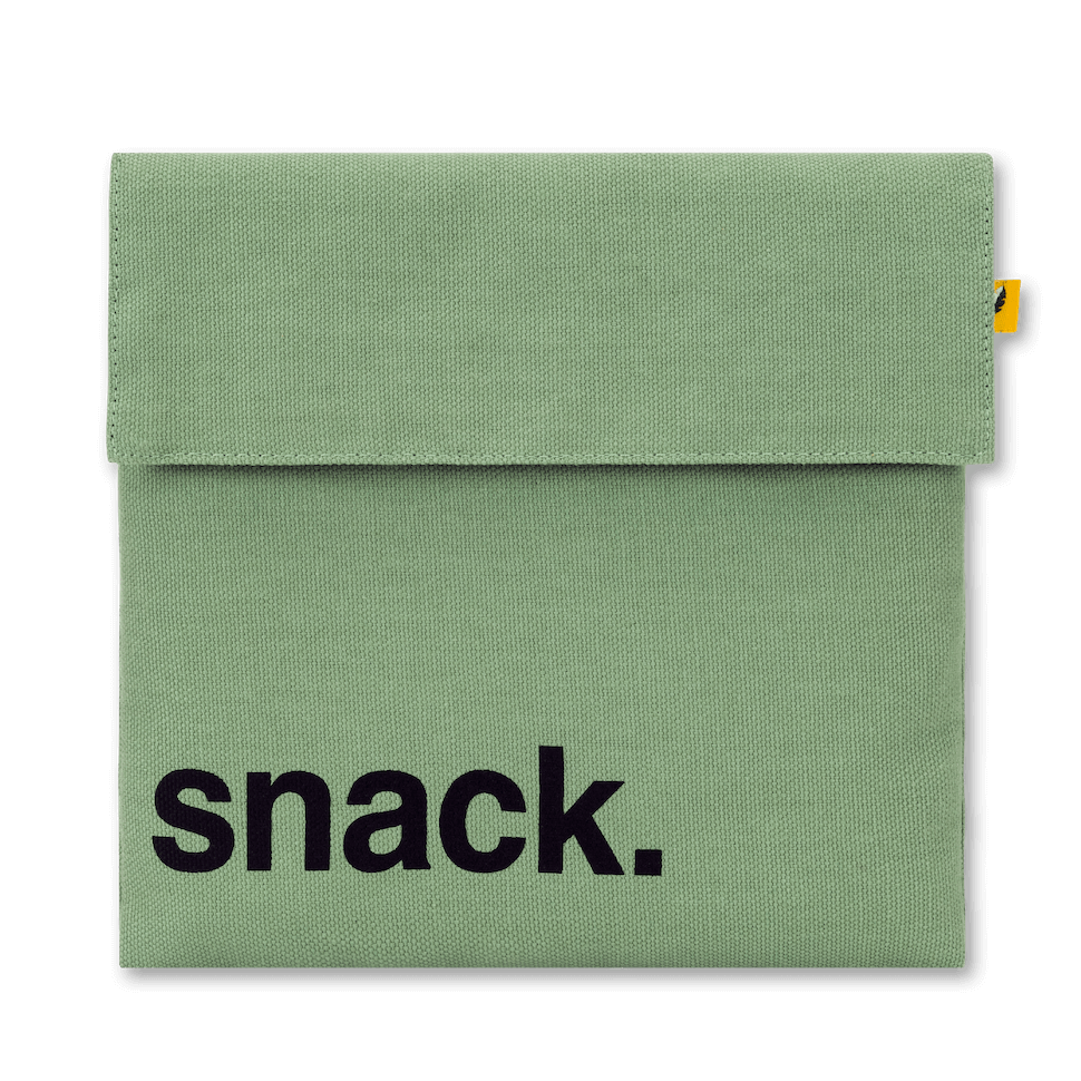 Fluf organic Flip snack bag - 'snack' moss