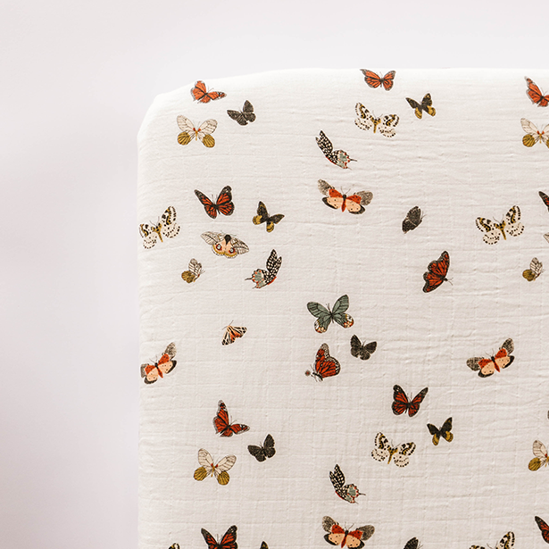 Clementine Kids Butterfly Migration Cotton Muslin Crib Sheet