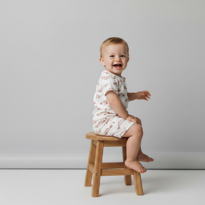 Organic Short Zip Romper - Cars