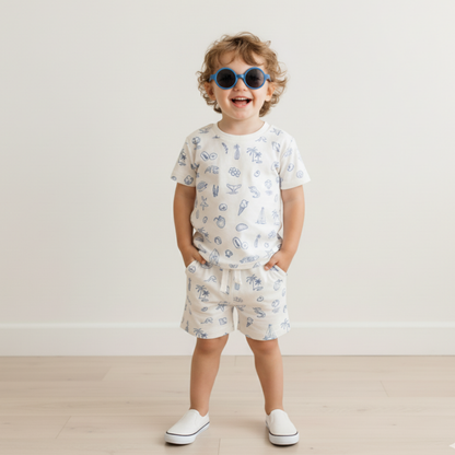 Organic Cotton Tee & Shorts Set - Coastal