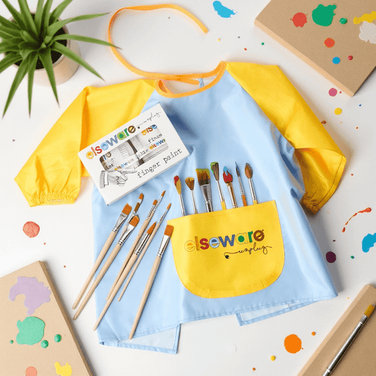 Mess-Free Kids Paint Bundle - All-Natural Finger Paint & Art Smock Set