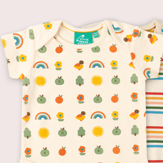 Organic Cotton Bodysuit 2 Pack - Vintage Rainbows | Little Green Radicals