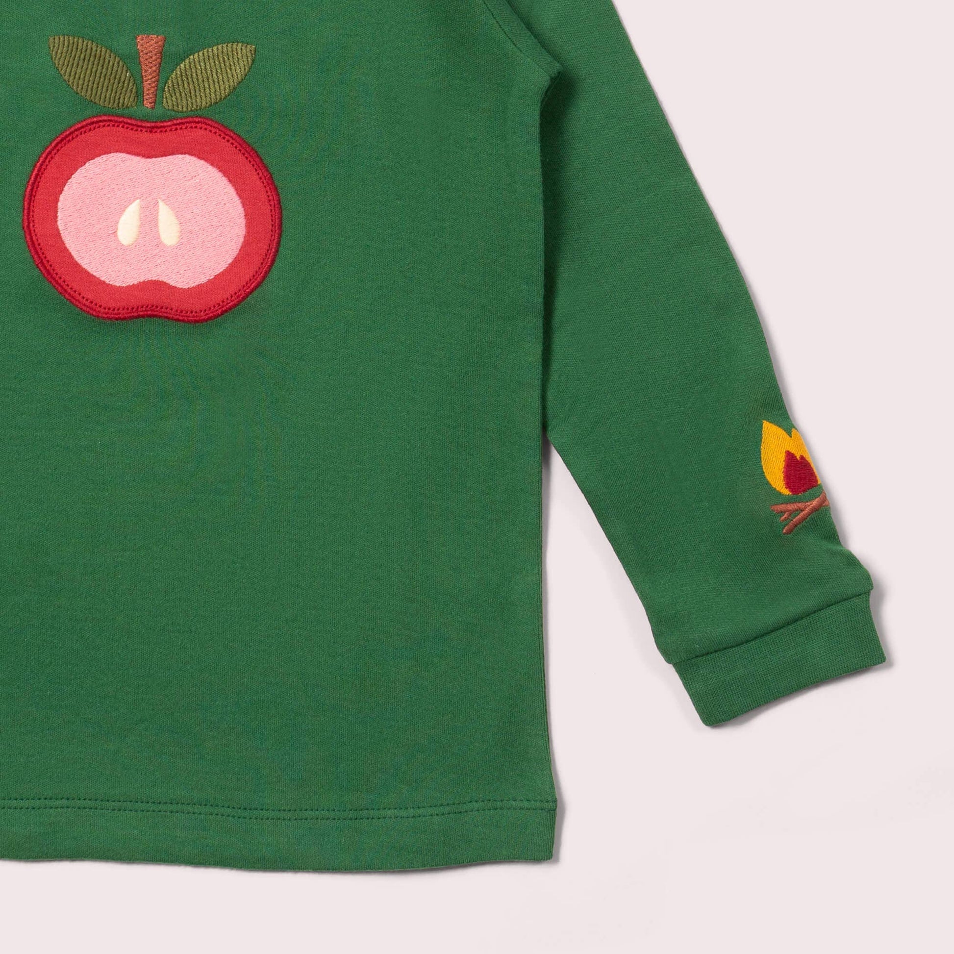 Little Green Radicals Organic Kids' Long Sleeved T-Shirt- Red Apple Appliqué