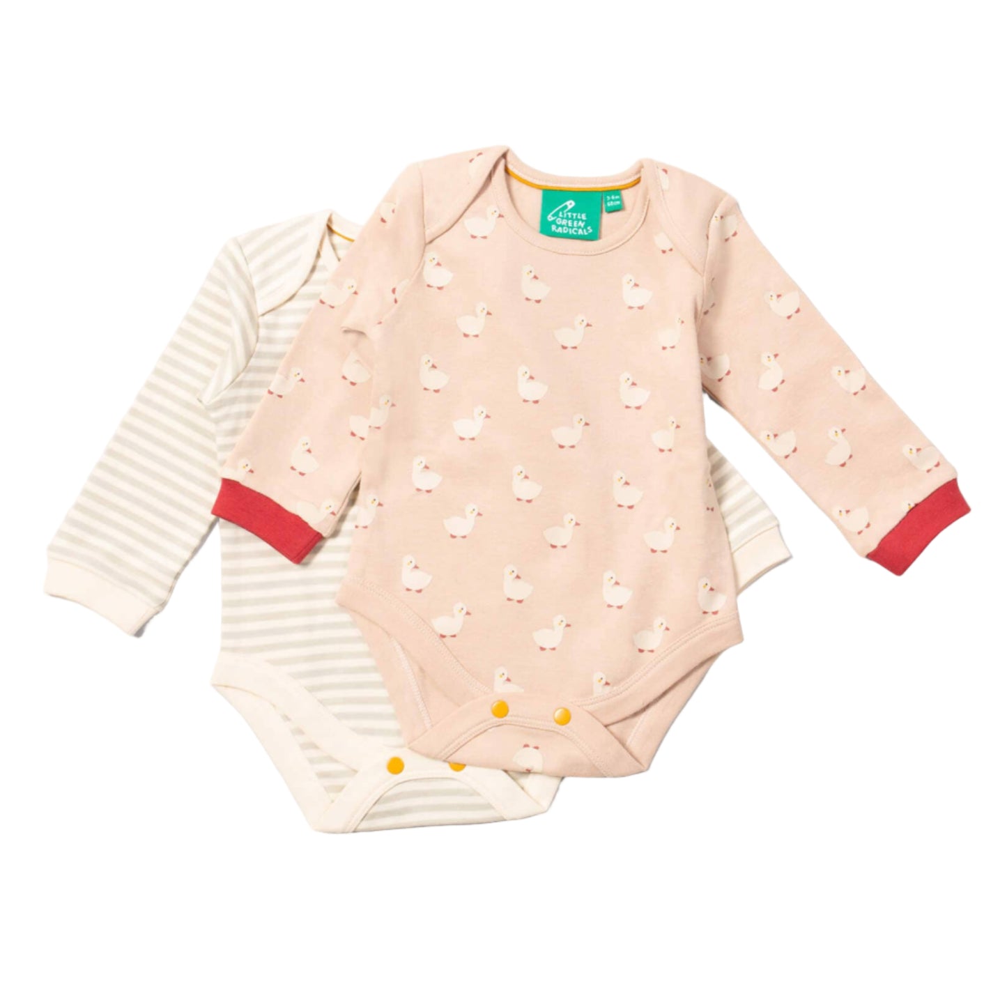 Little Green Radicals Organic Babies' Long-Sleeved Bodysuit 2 Pack- Puddle Ducks
