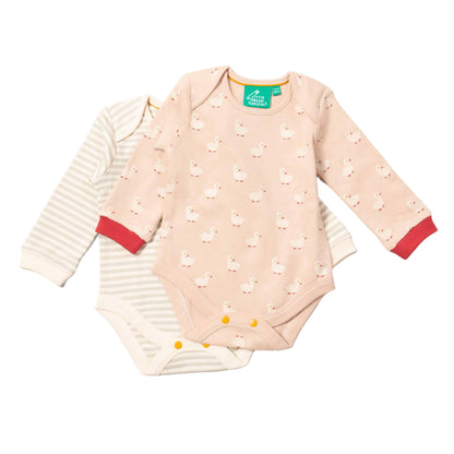 Little Green Radicals Organic Babies' Long-Sleeved Bodysuit 2 Pack- Puddle Ducks