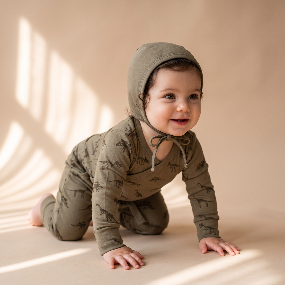 Organic Cotton Kimono Onesie & Pants Set - Dino