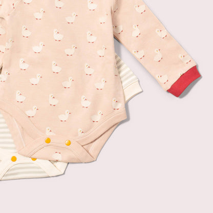 Little Green Radicals Organic Babies' Long-Sleeved Bodysuit 2 Pack- Puddle Ducks