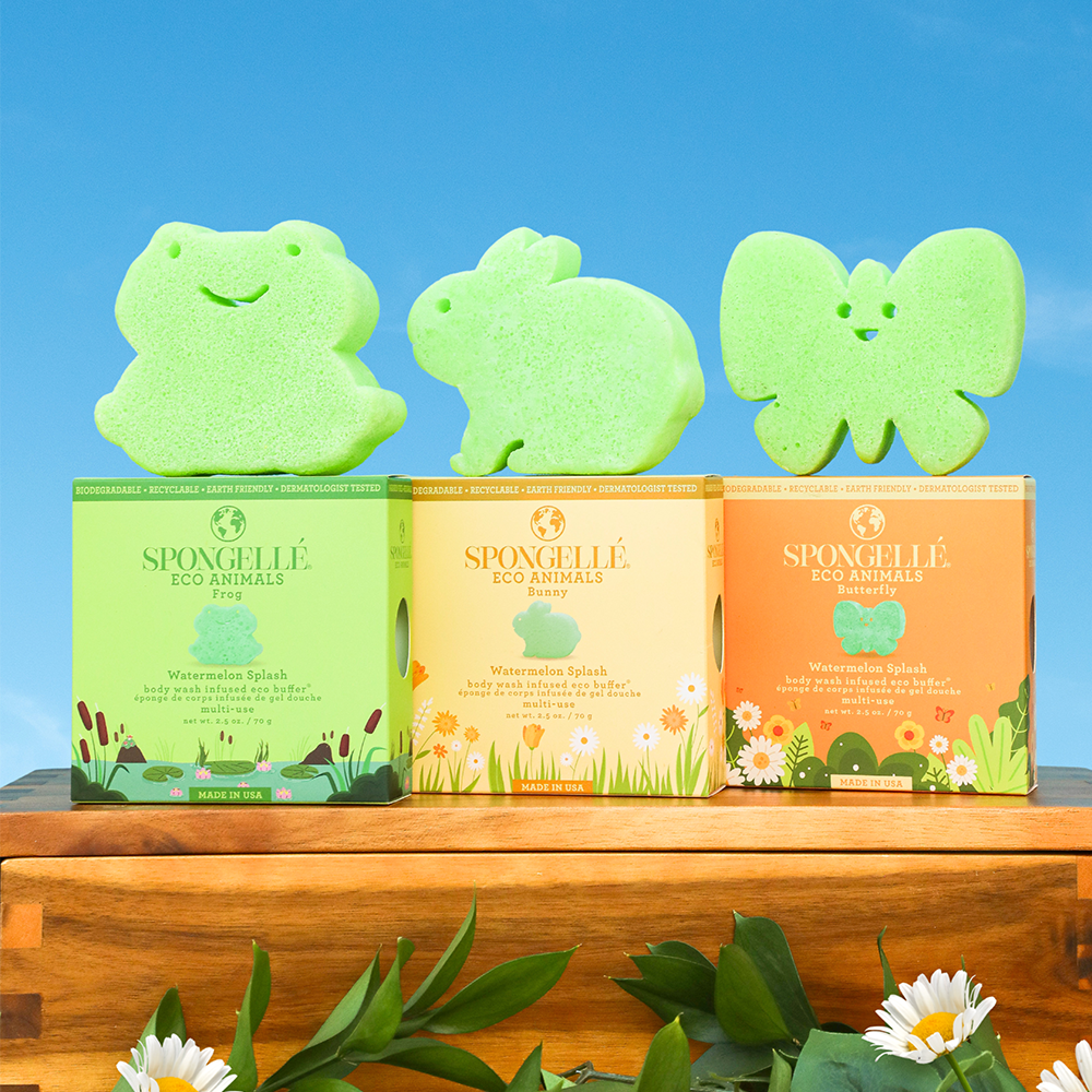 Eco Animals 3-Pack - Biodegradable Kids Bath Sponge Set | Spongellé 