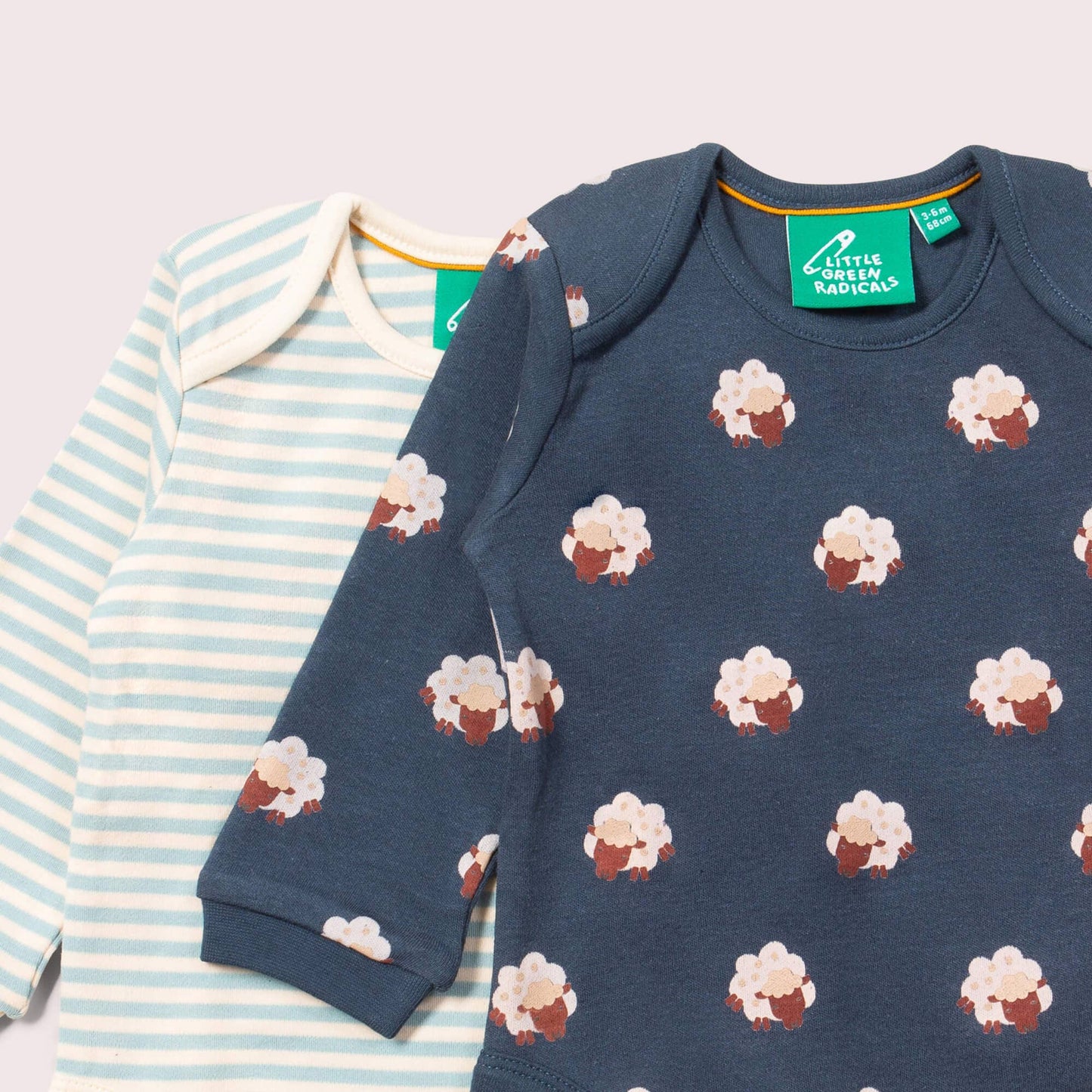 Little Green Radicals Organic Long Sleeved Bodysuit 2 Pack- Sleeping Sheep