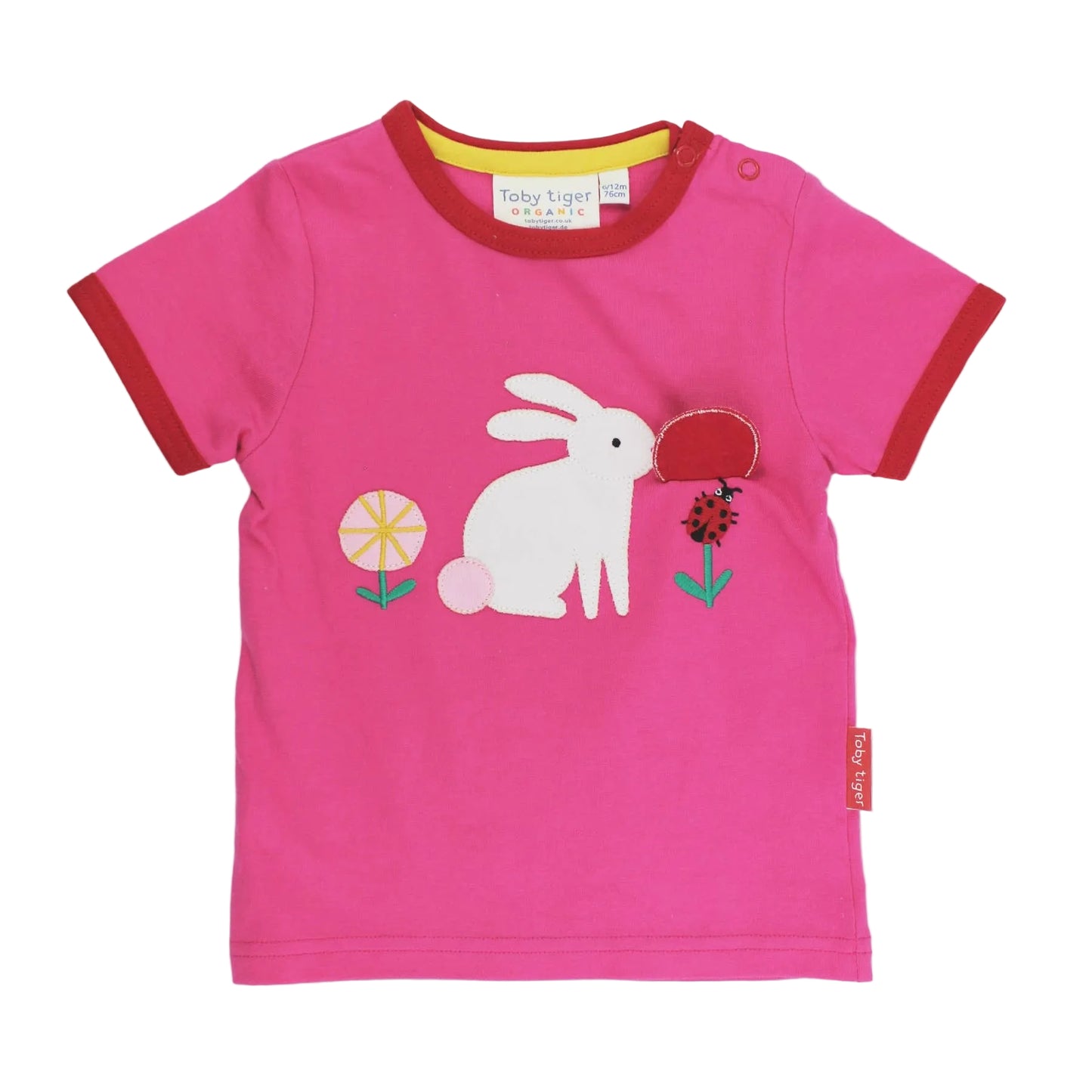 Organic Cotton Bunny Lift-the-Flap Appliqué Short Sleeve Kids T-Shirt | Toby Tiger