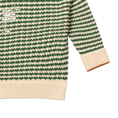 Little Green Radicals Organic Knit Sweater- Olive Striped