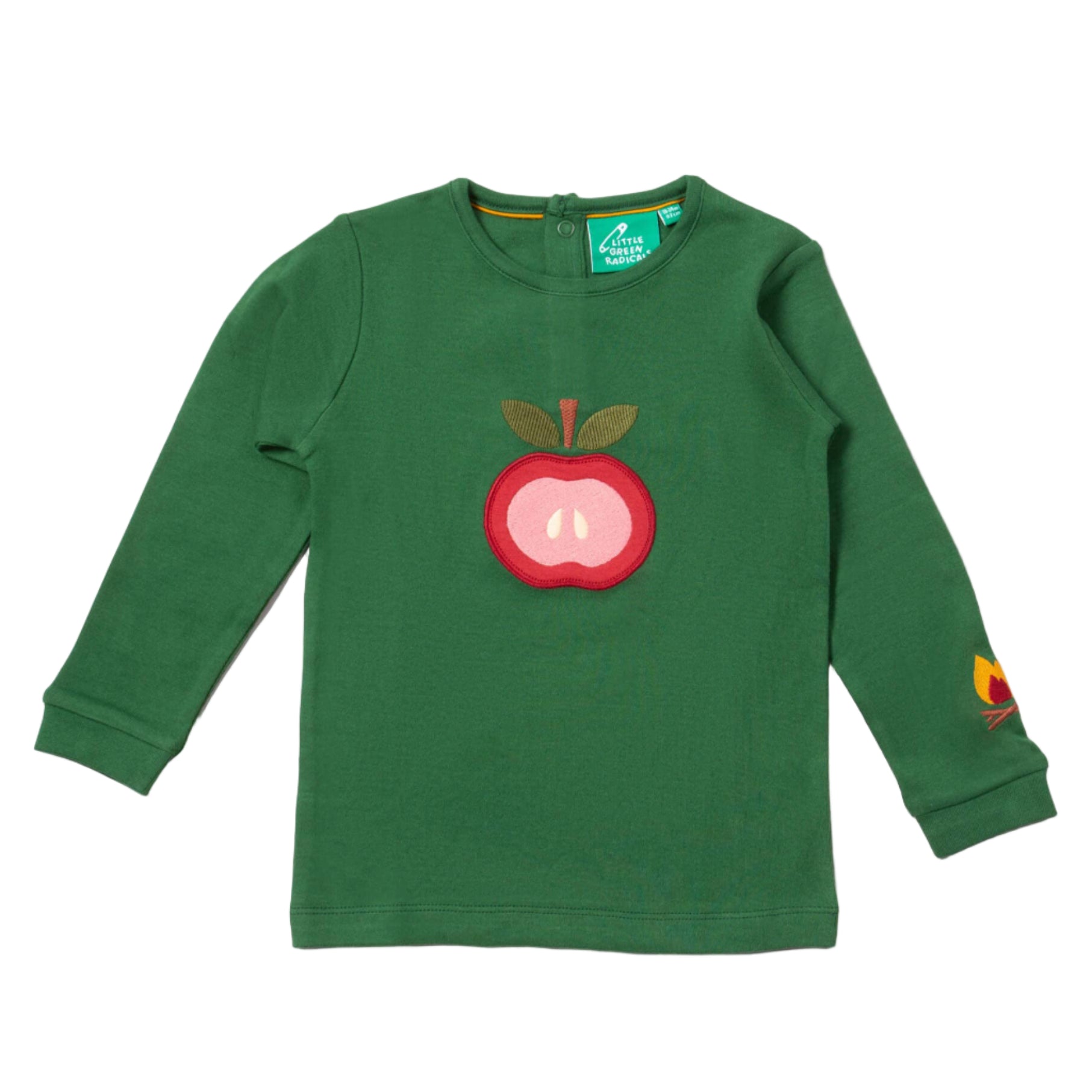 Little Green Radicals Organic Kids' Long Sleeved T-Shirt- Red Apple Appliqué