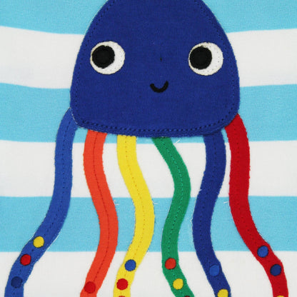 Organic Cotton Jellyfish Appliqué Short Sleeve Kids T-Shirt | Toby Tiger