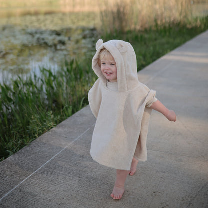 Mushie Organic Cotton Hooded Poncho Towel With Bear Ears