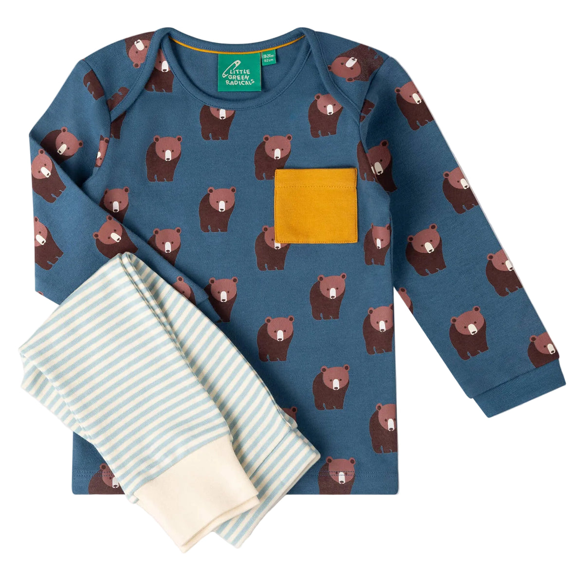 Little Green Radicals Organic Cotton T-Shirt & Jogger Playset - Blue Bears