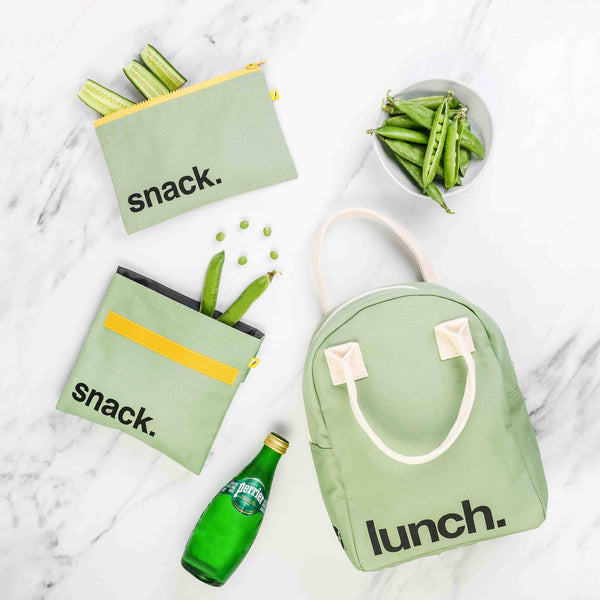 Fluf organic Zip snack bag - 'snack' moss