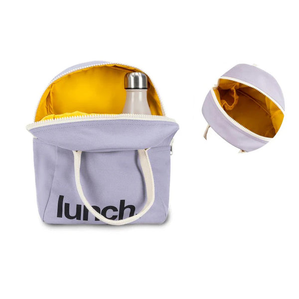 Fluf organic Zipper lunch bag - ‘lunch’ lavender