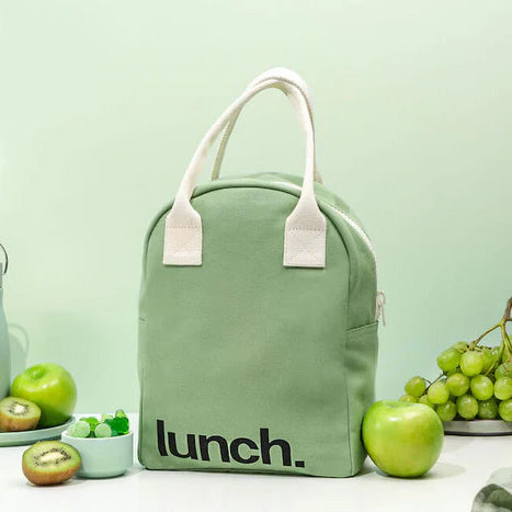 Fluf organic Zipper lunch bag - ‘lunch’ moss