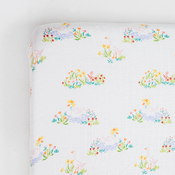Clementine Kids Garden Goose Cotton Muslin Crib Sheet