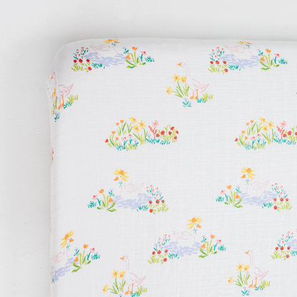 Clementine Kids Garden Goose Cotton Muslin Crib Sheet