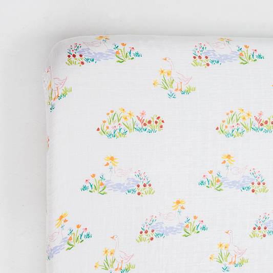 Clementine Kids Garden Goose Cotton Muslin Crib Sheet