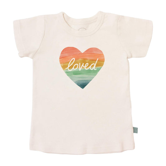 Finn + Emma Organic Baby & Toddler Short-Sleeved T-Shirt- Loved Rainbow Heart